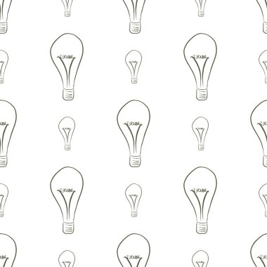 Sorunsuz soyut ampul illüstrasyonlar arka plan. Karikatür tarzı vektör grafiği.