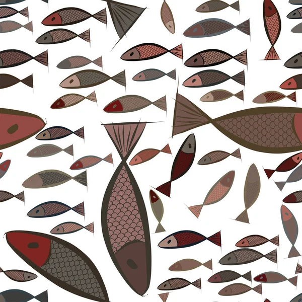 无缝抽象鱼插图背景 卡通风格矢量图形 — 图库矢量图片
