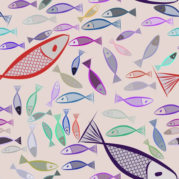 Bezszwowe Ryb Ilustracje Tło Abstrakcja Ręcznie Rysowane Grafikę Wektorową Stylu — Wektor stockowy