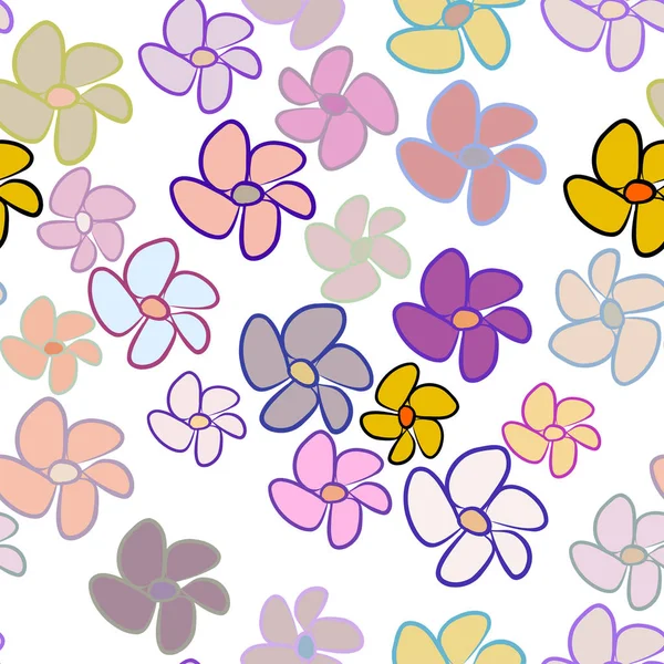 Ilustraciones Flores Sin Costura Fondo Abstracto Dibujado Mano Dibujos Animados — Vector de stock