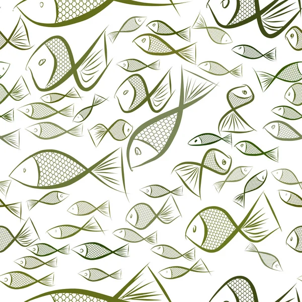 Illustrations Poissons Sans Couture Fond Abstrait Dessiné Main Graphique Vectoriel — Image vectorielle