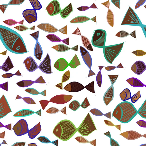 Бесшовные Абстрактные Иллюстрации Рыб Концептуальные Хороший Фон Дизайна Векторная Графика — стоковый вектор