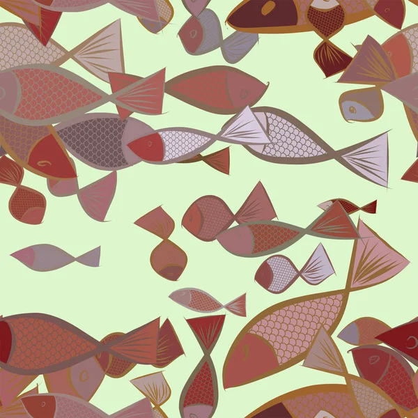 Sömlös Abstrakt Fisk Illustrationer Bakgrund Tecknad Stil Vektorgrafik — Stock vektor