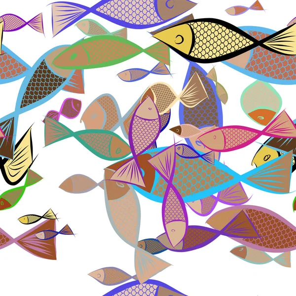Бесшовные Абстрактные Рыбные Иллюстрации Фона Векторная Графика — стоковый вектор