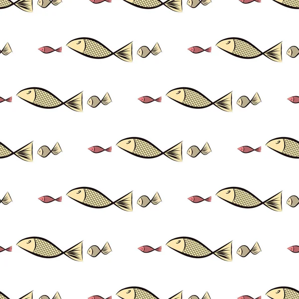 Peixe Sem Costura Ilustrações Fundo Abstrato Desenhado Mão Desenhos Animados —  Vetores de Stock