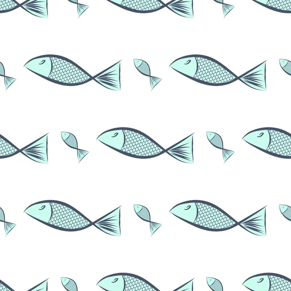 Бесшовные Рыбные Иллюстрации Ручной Работы Фон Хорошо Подходит Графического Дизайна — стоковый вектор