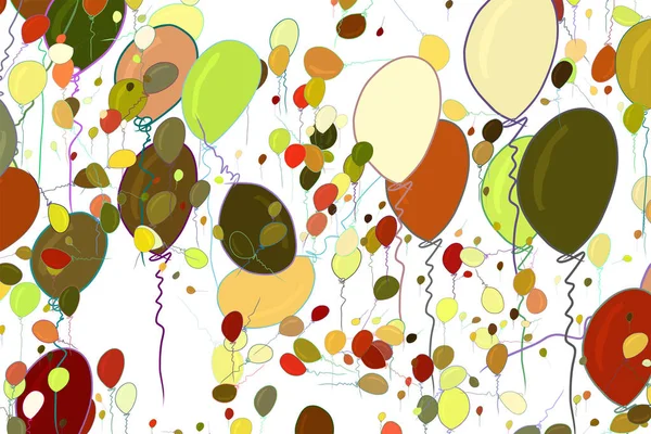 Globos Voladores Ilustraciones Fondo Abstracto Dibujado Mano También Para Fiestas — Archivo Imágenes Vectoriales