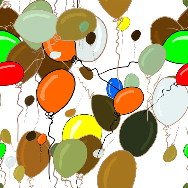 Ballons Volants Dessinés Main Sans Couture Illustrations Fond Bon Pour — Image vectorielle