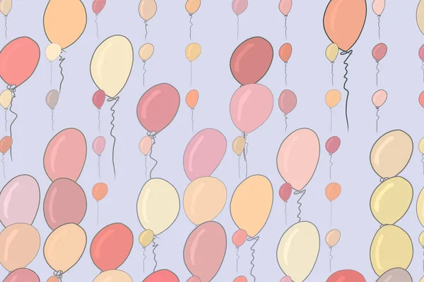 飛行の気球イラスト背景抽象的な手描き またの誕生日パーティーやお祝い 漫画スタイルのベクトル グラフィック — ストックベクタ