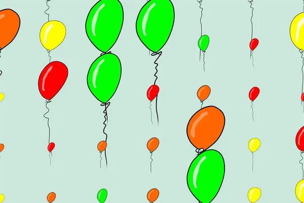 Globos Voladores Ilustraciones Fondo Abstracto Dibujado Mano También Para Fiestas — Archivo Imágenes Vectoriales