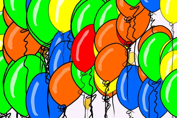 Fond Illustrations Ballons Volants Dessinés Main Bon Pour Conception Graphique — Image vectorielle