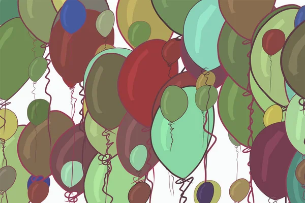 Dekorativa Hand Dras Flygande Ballonger Illustrationer Bra För Design Textur — Stock vektor