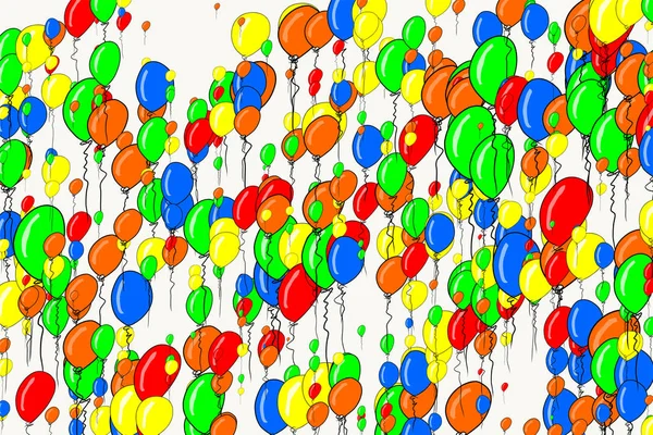 Illustrations Ballons Volants Fond Abstrait Dessiné Main Aussi Pour Fête — Image vectorielle
