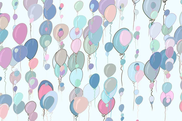 Luftballons Fliegen Illustrationen Hintergrund Abstrakt Von Hand Gezeichnet Auch Für — Stockvektor