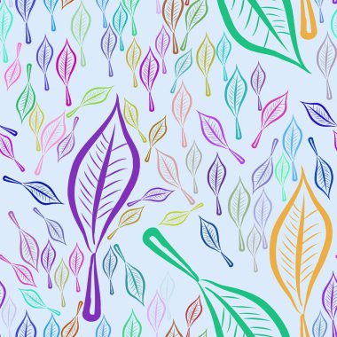 Yaprakların sorunsuz illüstrasyonlar. Web sayfası, duvar kağıdı, grafik tasarım, katalog, doku veya arka plan için iyi. Karikatür tarzı vektör grafiği.