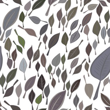 Yaprakların sorunsuz illüstrasyonlar. Web sayfası, duvar kağıdı, grafik tasarım, katalog, doku veya arka plan için iyi. Karikatür tarzı vektör grafiği.