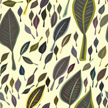 Sorunsuz dekoratif elle çizilmiş sanat illüstrasyonlar bırakır. Tasarım doku ve arka plan için iyi. Karikatür tarzı vektör grafiği.