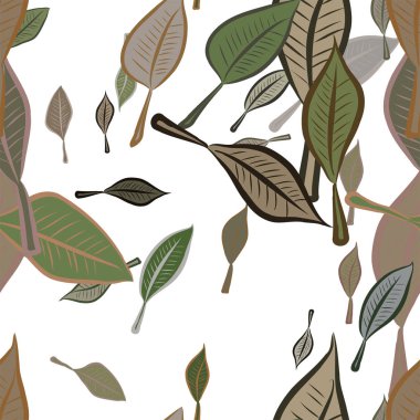 Sorunsuz dekoratif elle çizilmiş sanat illüstrasyonlar bırakır. Tasarım doku ve arka plan için iyi. Karikatür tarzı vektör grafiği.