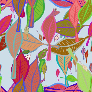 Sorunsuz dekoratif elle çizilmiş sanat illüstrasyonlar bırakır. Tasarım doku ve arka plan için iyi. Karikatür tarzı vektör grafiği.