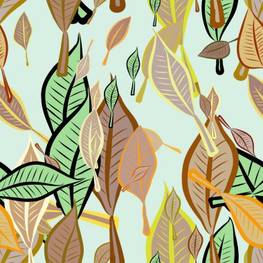 Sorunsuz dekoratif elle çizilmiş sanat illüstrasyonlar bırakır. Tasarım doku ve arka plan için iyi. Karikatür tarzı vektör grafiği.