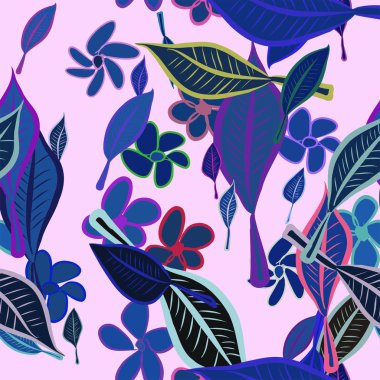 Sorunsuz elle çizilmiş bırakır ve illüstrasyonlar arka plan, iyi grafik tasarım, duvar kağıtları veya kitapçıklar için çiçek. Karikatür tarzı vektör grafiği.