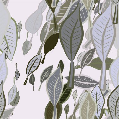 Yaprakların sorunsuz illüstrasyonlar. Web sayfası, duvar kağıdı, grafik tasarım, katalog, doku veya arka plan için iyi. Karikatür tarzı vektör grafiği.