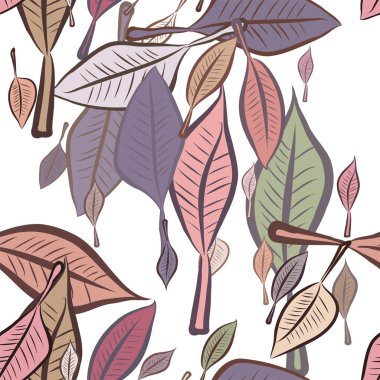 Dikişsiz el yaprakları illüstrasyonlar arka plan, iyi grafik tasarım, duvar kağıtları veya kitapçıklar için çekilmiş. Karikatür tarzı vektör grafiği.