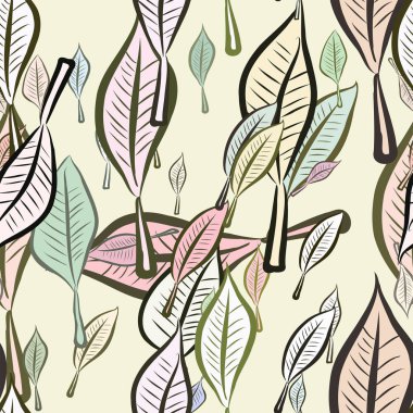 Yaprak, kavramsal sorunsuz soyut çizimler. Tasarım arka plan için iyi. Karikatür tarzı vektör grafiği.