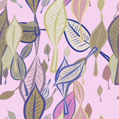 Dikişsiz el yaprakları illüstrasyonlar arka plan, iyi grafik tasarım, duvar kağıtları veya kitapçıklar için çekilmiş. Karikatür tarzı vektör grafiği.