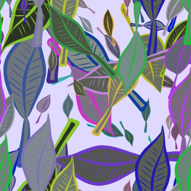 Dikişsiz el yaprakları illüstrasyonlar arka plan, iyi grafik tasarım, duvar kağıtları veya kitapçıklar için çekilmiş. Karikatür tarzı vektör grafiği.