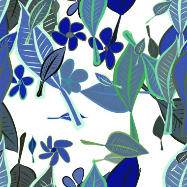 Sorunsuz dekoratif elle çizilmiş yaprak ve çiçek sanat illüstrasyonlar. Tasarım doku ve arka plan için iyi. Karikatür tarzı vektör grafiği.