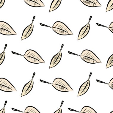 Dikişsiz el yaprakları illüstrasyonlar arka plan, iyi grafik tasarım, duvar kağıtları veya kitapçıklar için çekilmiş. Karikatür tarzı vektör grafiği.