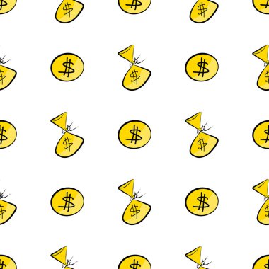 Sorunsuz para veya para illüstrasyonlar arka plan. Karikatür tarzı vektör grafiği.