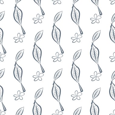 Sorunsuz soyut yaprak ve çiçek illüstrasyonlar arka plan. Karikatür tarzı vektör grafiği.