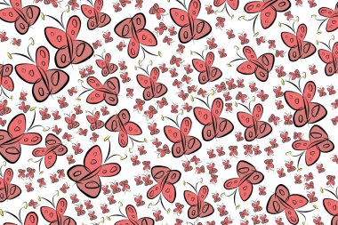 Kelebek illüstrasyonlar arka plan soyut, elle çizilmiş. Karikatür tarzı vektör grafiği.