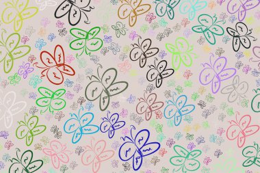 Kelebek illüstrasyonlar arka plan soyut, elle çizilmiş. Karikatür tarzı vektör grafiği.