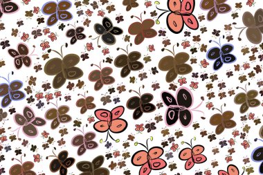 Kelebek illüstrasyonlar arka plan soyut, elle çizilmiş. Karikatür tarzı vektör grafiği.