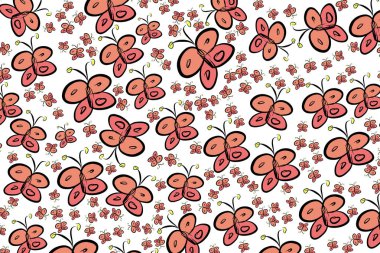 Soyut kelebek illüstrasyonlar arka plan. Karikatür tarzı vektör grafiği.