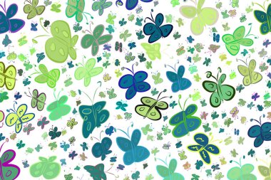 Kelebek çizimleri. Web sayfası, duvar kağıdı, grafik tasarım, katalog, doku veya arka plan için iyi. Karikatür tarzı vektör grafiği.