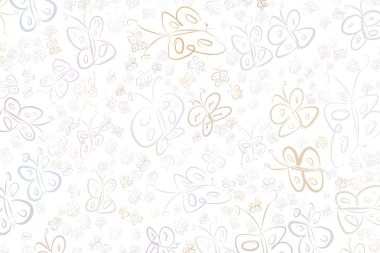 Kelebek çizimleri. Web sayfası, duvar kağıdı, grafik tasarım, katalog, doku veya arka plan için iyi. Karikatür tarzı vektör grafiği.