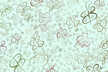 Kelebek illüstrasyonlar arka plan soyut, elle çizilmiş. Karikatür tarzı vektör grafiği.