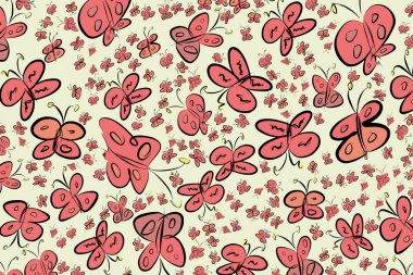 Kelebek illüstrasyonlar arka plan soyut, elle çizilmiş. Karikatür tarzı vektör grafiği.