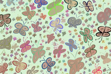 Soyut kelebek illüstrasyonlar arka plan. Karikatür tarzı vektör grafiği.