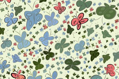 El kelebek illüstrasyonlar arka plan, iyi grafik tasarım, duvar kağıtları veya kitapçıklar için çekilmiş. Karikatür tarzı vektör grafiği.