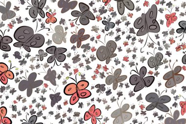 Soyut kelebek illüstrasyonlar arka plan. Karikatür tarzı vektör grafiği.