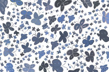 Kelebek illüstrasyonlar arka plan soyut, elle çizilmiş. Karikatür tarzı vektör grafiği.