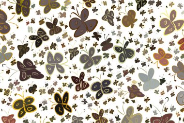 Kelebek çizimleri. Web sayfası, duvar kağıdı, grafik tasarım, katalog, doku veya arka plan için iyi. Karikatür tarzı vektör grafiği.