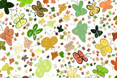 Kelebek illüstrasyonlar arka plan soyut, elle çizilmiş. Karikatür tarzı vektör grafiği.