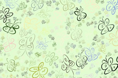 El kelebek illüstrasyonlar arka plan, iyi grafik tasarım, duvar kağıtları veya kitapçıklar için çekilmiş. Karikatür tarzı vektör grafiği.