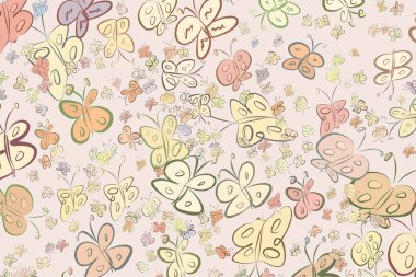 El kelebek illüstrasyonlar arka plan, iyi grafik tasarım, duvar kağıtları veya kitapçıklar için çekilmiş. Karikatür tarzı vektör grafiği.